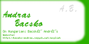 andras bacsko business card